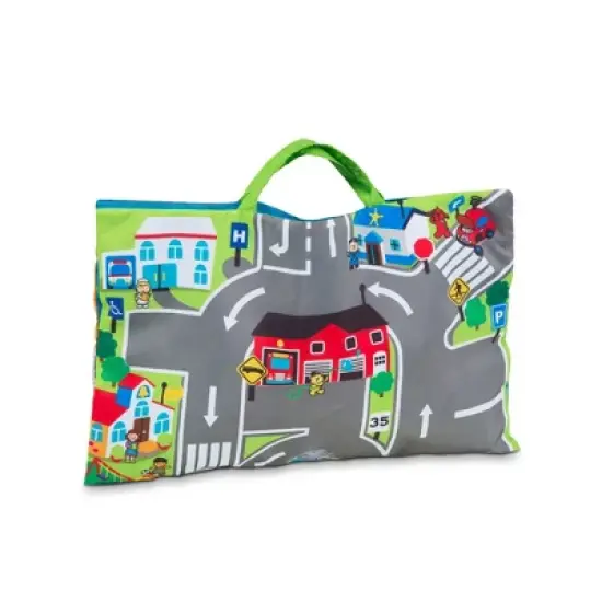 Melissa & Doug Take-Along Town Play Mat (19.25 x 14.25 inches) With 9 Soft Vehicles image {3}