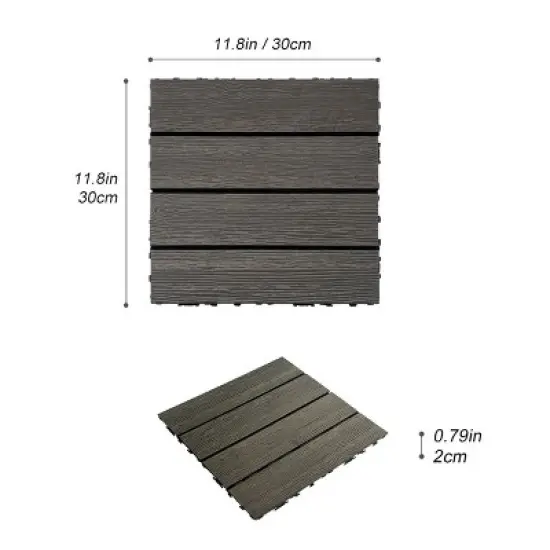 Wood Plastic Composite Deck Tiles Set of 20pcs, DIY Interlocking Decking Tiles, Floor Tile, Durable image {2}