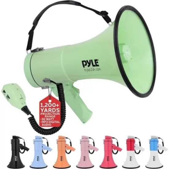 Pyle Portable Bullhorn Megaphone with Built-In Siren and MP3 Input - PMPRA514BK, 50-Watt image {9}