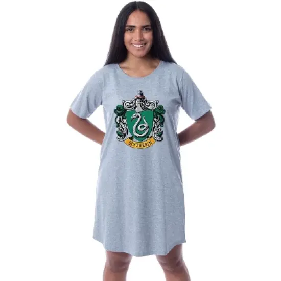 Harry Potter Womens' Hogwarts All Houses Nightgown Sleep Pajama Grey image {6}