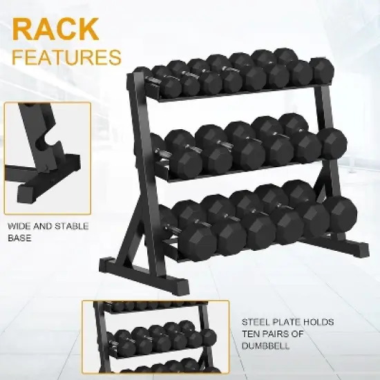 Rubber Coated Hex Dumbbell Weight Set, Multiple Sizes Exercise & Fitness Dumbbells,550LB Set, 5-50Lbs Pairs for Muscle Toning, Strength Building image {1}
