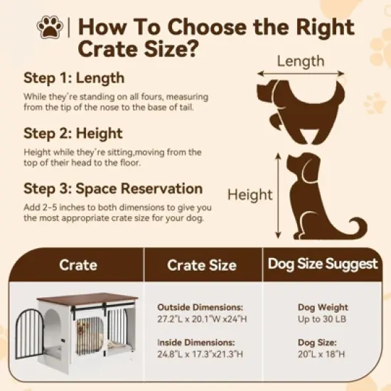 39.4'' Wooden Dog Crate Furniture TV Stand, Dog Kennel for Small/Medium/Large Dogs, End Side Table Dog Crates with Soft Cushion, Arched Door Design image {5}