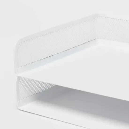 Mesh Stacking Letter Tray with Wide Side Opening White - Brightroom&trade;: Steel File Organizer & Holder, No Assembly Required image {2}