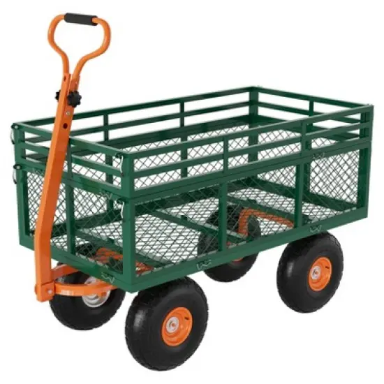 Steel Garden Cart with 10" Wheels, Wagon Cart, Removable Sides, 180&deg; Handle for Lawn, Farm, Outdoor image {6}