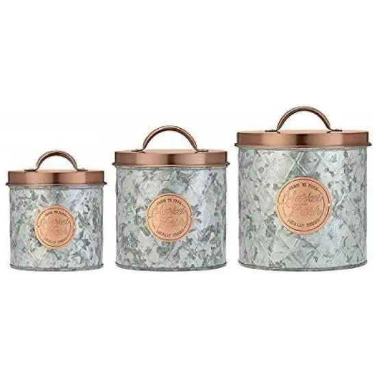 Amici Home Bristol Food Storage Metal Canister, For Kitchen & Household, Silver Copper image {1}