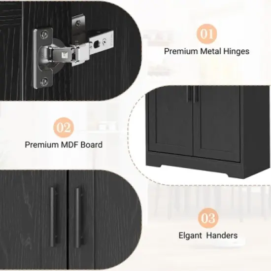 Tall Kitchen Pantry Cabinet, Storage Cabinet with Doors and Adjustable Shelves, Freestanding Large Utility Storage Cupboard image {2}