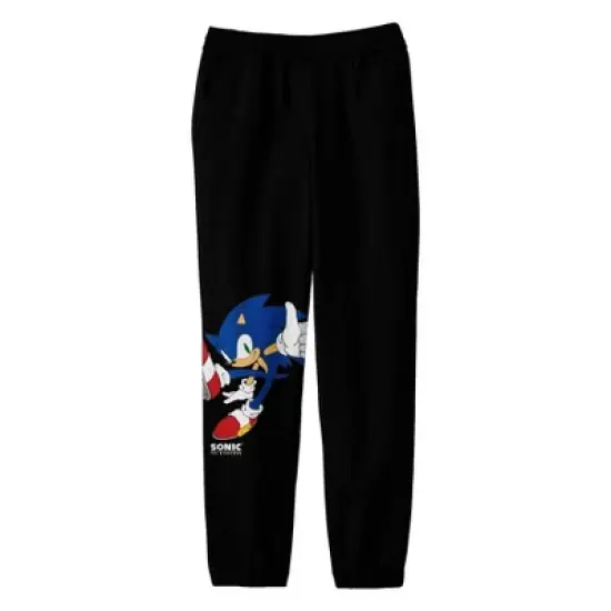 Sonic the Hedgehog Modern Character and Title Logo Youth Black Sweat Pants image {2}