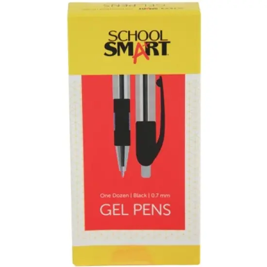 School Smart Retractable Gel Pens with Grip, Black Ink, Pack of 12 image {2}