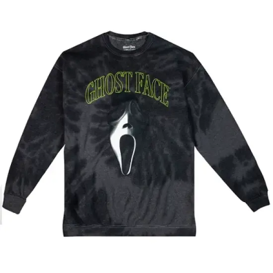 Ghostface Neon Green Letters Men's Black Spiral Dye Sweatshirt image {2}