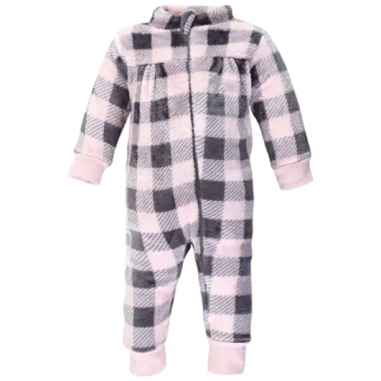 Hudson Baby Infant Girl Plush Jumpsuits, Pink Moose image {3}