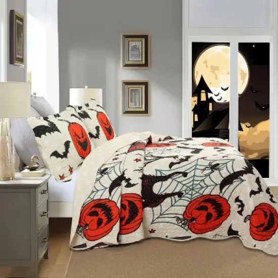 Marcielo Halloween Themed Quilt Bedspread Set image {3}