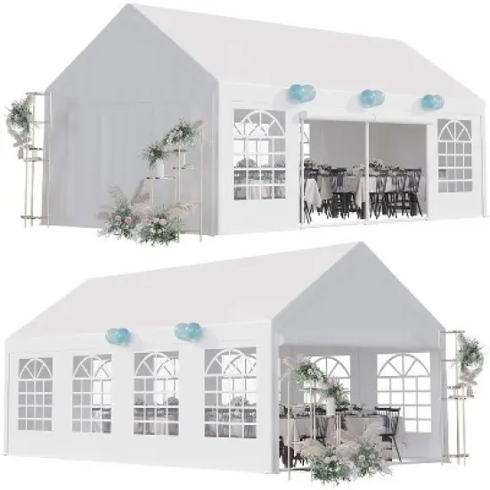 Acekool 13x26 FT Heavy Duty Party Tent with White Roof, Detachable Sidewalls & 3 Storage Bags, Outdoor Wedding and Event Canopy image {1}