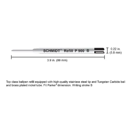 Schmidt P900 Ballpoint TC Ball Parker Style Refill fits Parker ballpoint pens Broad Black 2 Pack image {3}