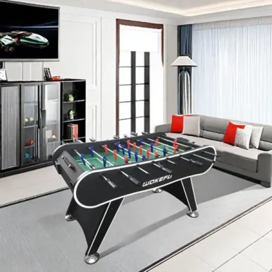 DSVIMOY Arcade Games Foosball Table 2 Drink Holders, Table Soccer Game for Kids and Adults, Black, 56.00"*29.00"*31.10" image {2}