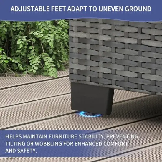 Acekool 7 Piece Patio Set Rattan Outdoor Sofa with Cushions PE Wicker Sectional Couch and Table for Balcony Garden Porch Conversation image {3}