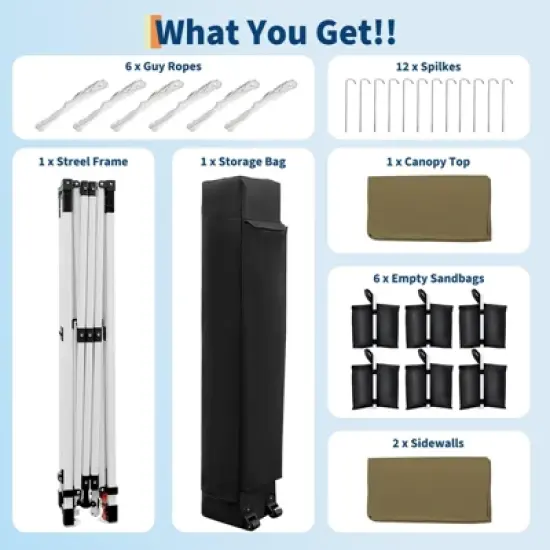 10 x 20 Heavy Duty Pop Up Canopy Tent &ndash; Waterproof UV-Proof with Sidewalls, Roller Bag & Accessories image {5}