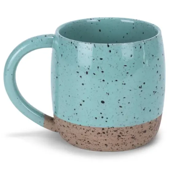Elanze Designs Speckled Raw Bottom 17 ounce Ceramic Mugs Pack of 2, Mint Green image {2}