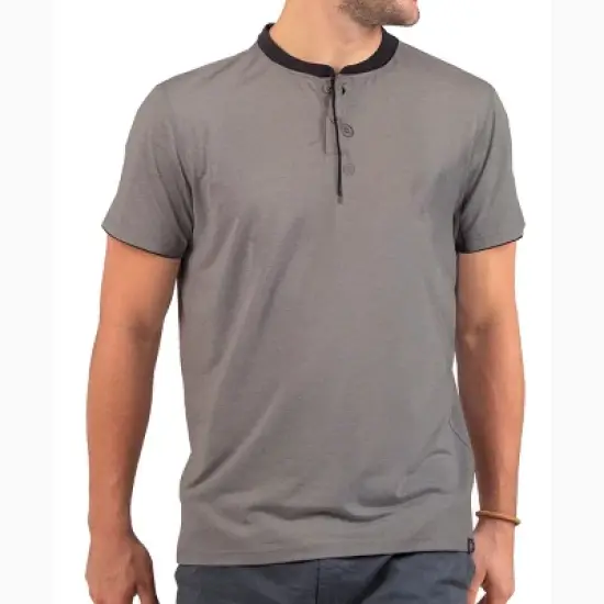 Men's Short Sleeve Henley T-Shirt with Contrast-Trim image {6}