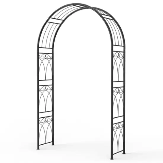 8FT Garden Arch Arbors, Reinforced Wedding Arbor with Ground Anchors, Rustproof Outdoor Trellis for Climbing Roses image {7}