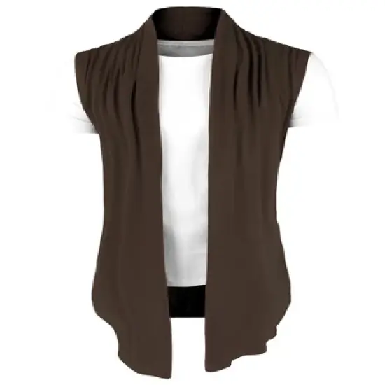 Lars Amadeus Men Casual Open Front Sleeveless Irregular Hem  with No Button Cardigan Vest image {6}
