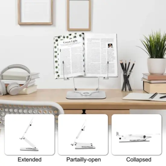 Unique Bargains Adjustable Foldable Transparent Acrylic Rust-resistant Book Stand Clear 1 Pcs image {3}