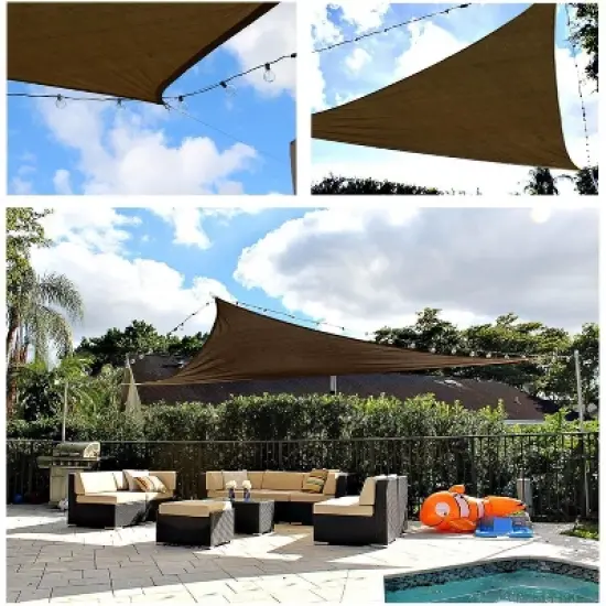 Sun Shade Sail Canopy UV Block &ndash; Waterproof Outdoor Shelter for Patio, Deck, Garden - Brown - 12X12X12 image {3}