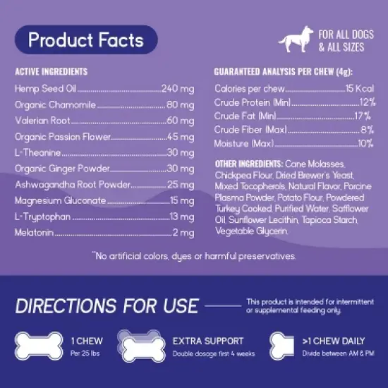 PupGrade Calming Chew Supplement for Dogs - 60 Count image {1}