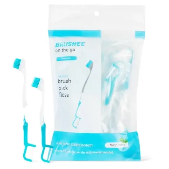 Brushee 4-in-1 (Paste + Brush + Floss + Pick) Disposable Prepasted Travel Toothbrush image {11}