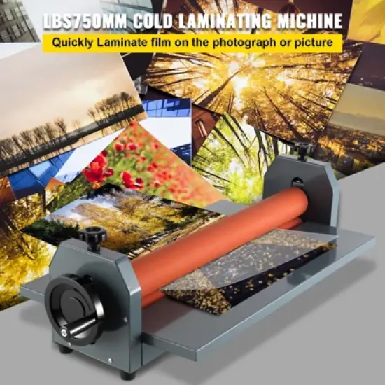 VEVOR 29.5" 750MM Manual Cold Roll Laminator Vinyl Photo Film Mounting Laminating Machine, Grey&Orange image {2}