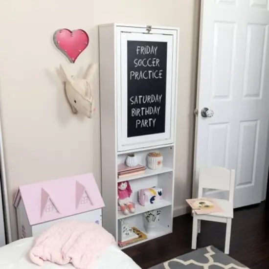 Wall Mount Folding Desk Cabinet with Blackboard White - Danya B. image {2}