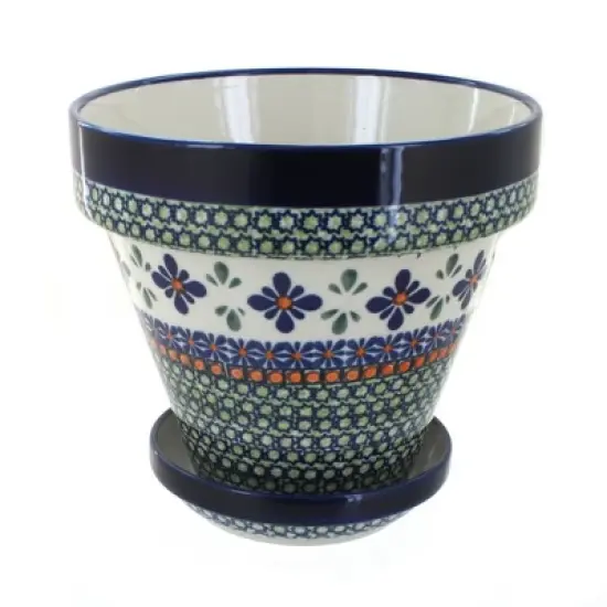 Blue Rose Polish Pottery 891-893 Zaklady Medium Flower Pot image {3}