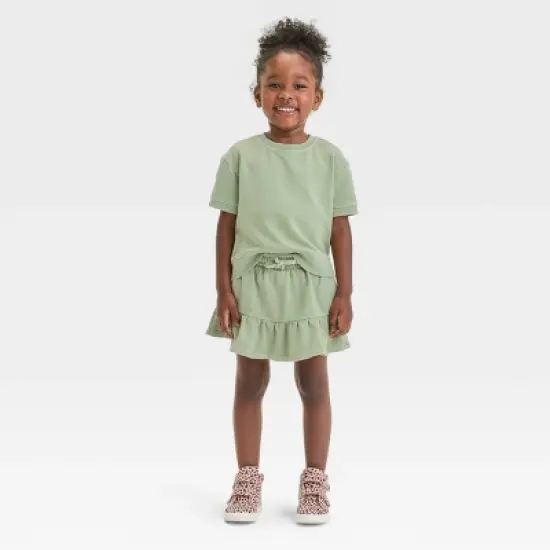 Toddler Girls' Crop Skort Set - Cat & Jack&trade; Olive Green image {2}