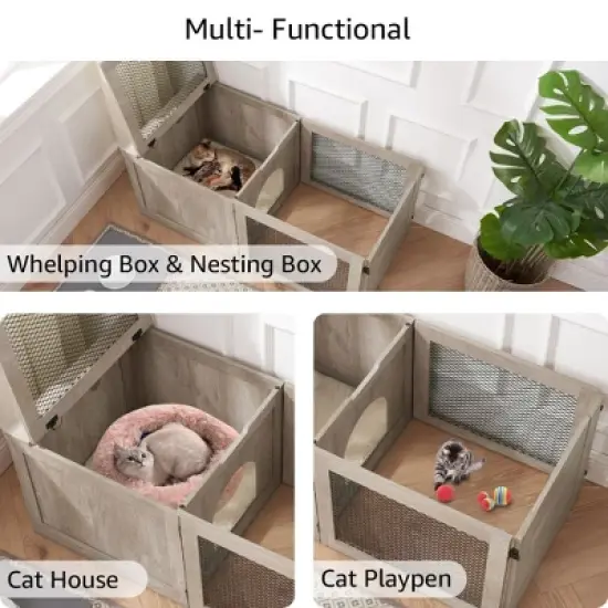 unipaws 3 in 1 Mutil Purpose Cat Birthing Nesting Box image {1}