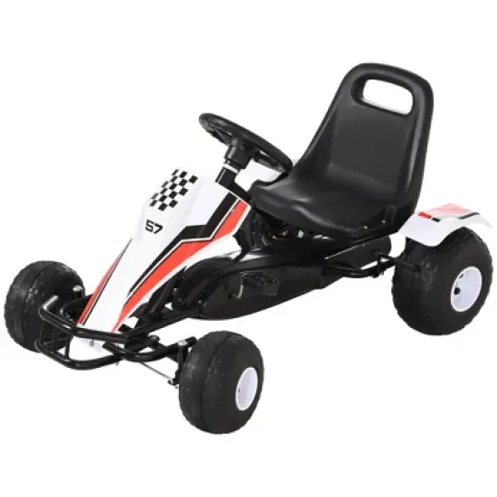 Aosom Pedal Go Kart Children Ride on Car Racing Style with Adjustable Seat, Plastic Wheels, Handbrake and Shift Lever image {3}