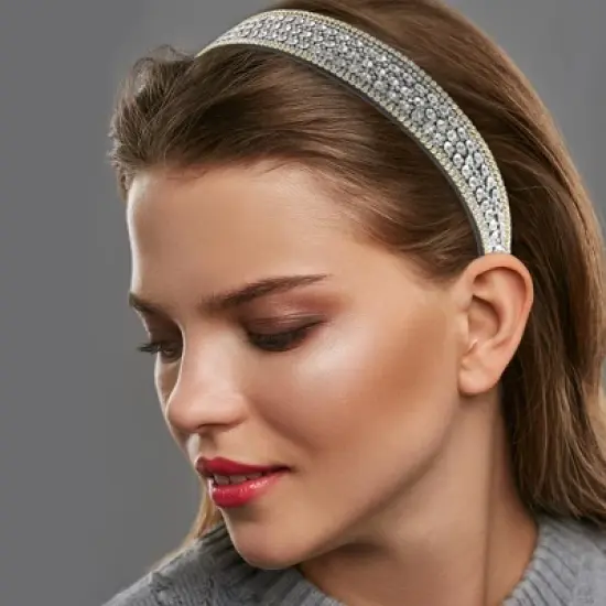 Unique Bargains Women's Luxury Sparkly Rhinestone Wide Headband 1 Pc image {5}
