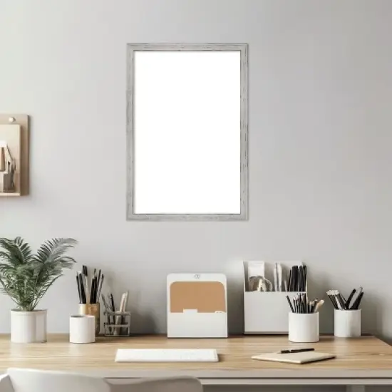 Amanti Art Shiplap White Narrow Framed Dry Erase Magnetic Board image {5}