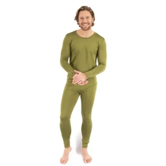 Leveret Mens Two Piece Boho Solid Color Thermal Pajamas image {4}