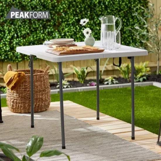 Peakform Multipurpose Banquet Squared Table Lightweight Folding Durable Desk with Secure Base for Indoor and Outdoor Events, 34 Inch, White image {1}