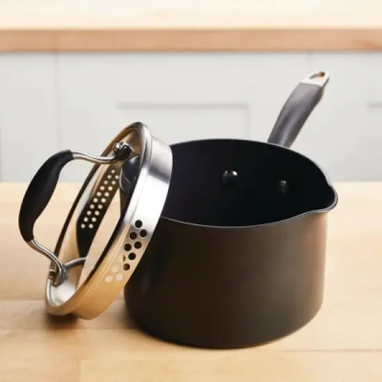 Anolon Advanced Home 2qt Hard Anodized Nonstick Saucepan with Straining Lid Onyx image {1}