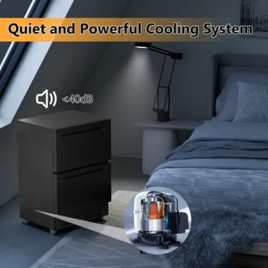 Velivi 24 Inch Under Counter Dual Drawer Beverage Fridge, Weather Proof Outdoor Beverage Refrigerator image {3}