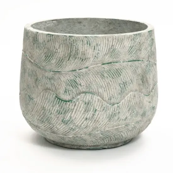 LuxenHome Round Cement Planter &ndash; Rustic Gray Pot with Drainage Hole & Plug for Indoor/Outdoor Plants image {9}