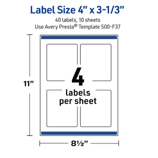 Avery Rectangle Labels, Silver Border, 4" x 3-1/3", 40ct image {4}