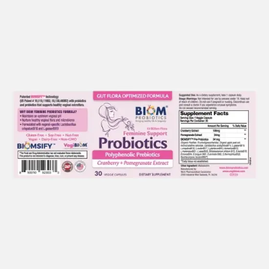 Biom Probiotics Feminine Support Probiotics Capsules (30 count) image {7}