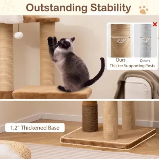 Costway 44" Cat Tree for Indoor with Plush Padded Perch Scratching Posts Jumping Platform image {5}