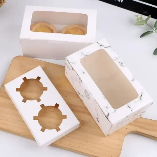 25 Pcs 6-Cell Cupcake Boxes with Inserts - Window Muffin Packaging Box with Lid image {3}