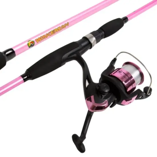 Fishing Rod and Reel Combo, Spinning Reel Fishing Pole, Fishing Gear for Bass and Trout Fishing, Pink - Lake Fishing, Strike Series by Wakeman image {4}