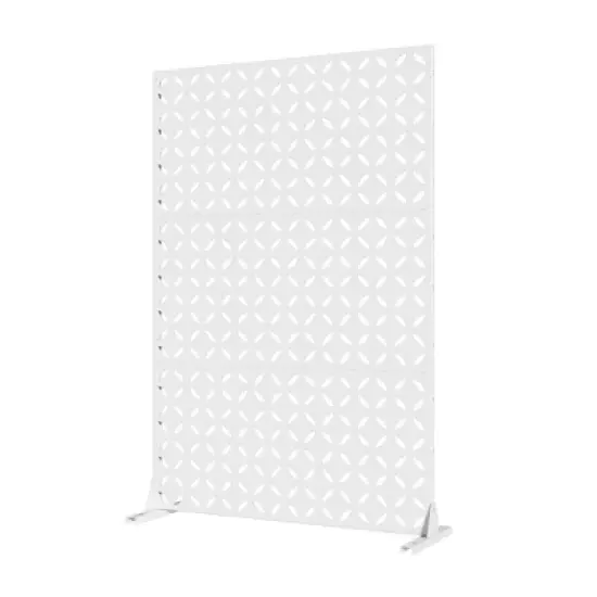 PexFix 72 in. x 47 in. Outdoor Metal Privacy Screen Garden Fence in Coins Pattern in White image {2}