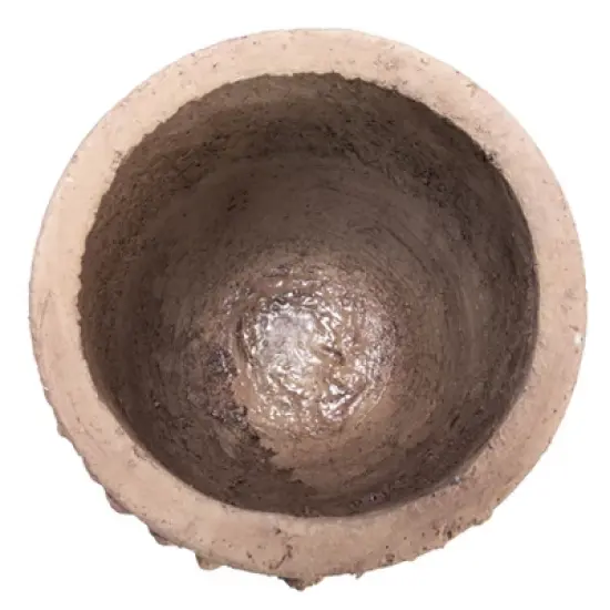 Storied Home Round Sandstone Hobnail Planter with Distressed Finish, Greige image {5}