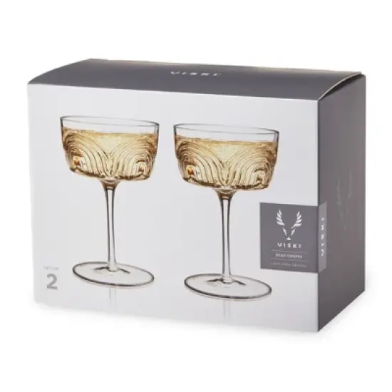 Viski Beau Cocktail Coupe Glasses, Unique Cocktail Glasses Crystal Drinkware, 7.5oz. Cocktail Glasses Stem Vintage Wine Glasses Inspired Set of 2 image {10}