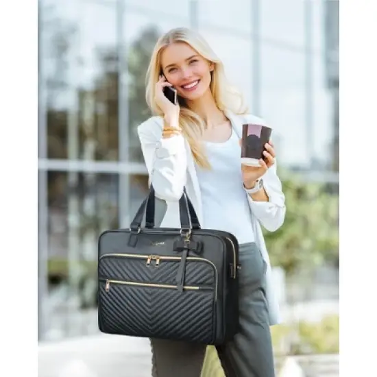 Laptop Bag for Women, Large Convertible Quilted Briefcase Backpack with USB Port, Waterproof Leather Work Tote Bags, image {2}